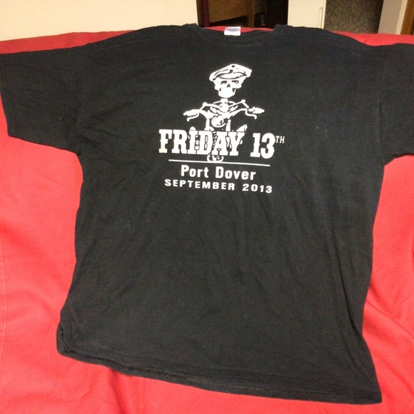 PORT DOVER Friday 13th biker tshirt - Picture 1 of 4